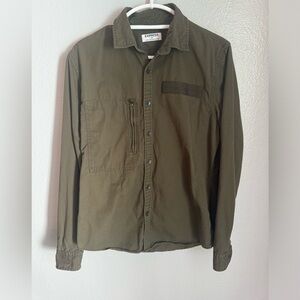 Express Olive Green Button-Up Shirt Medium